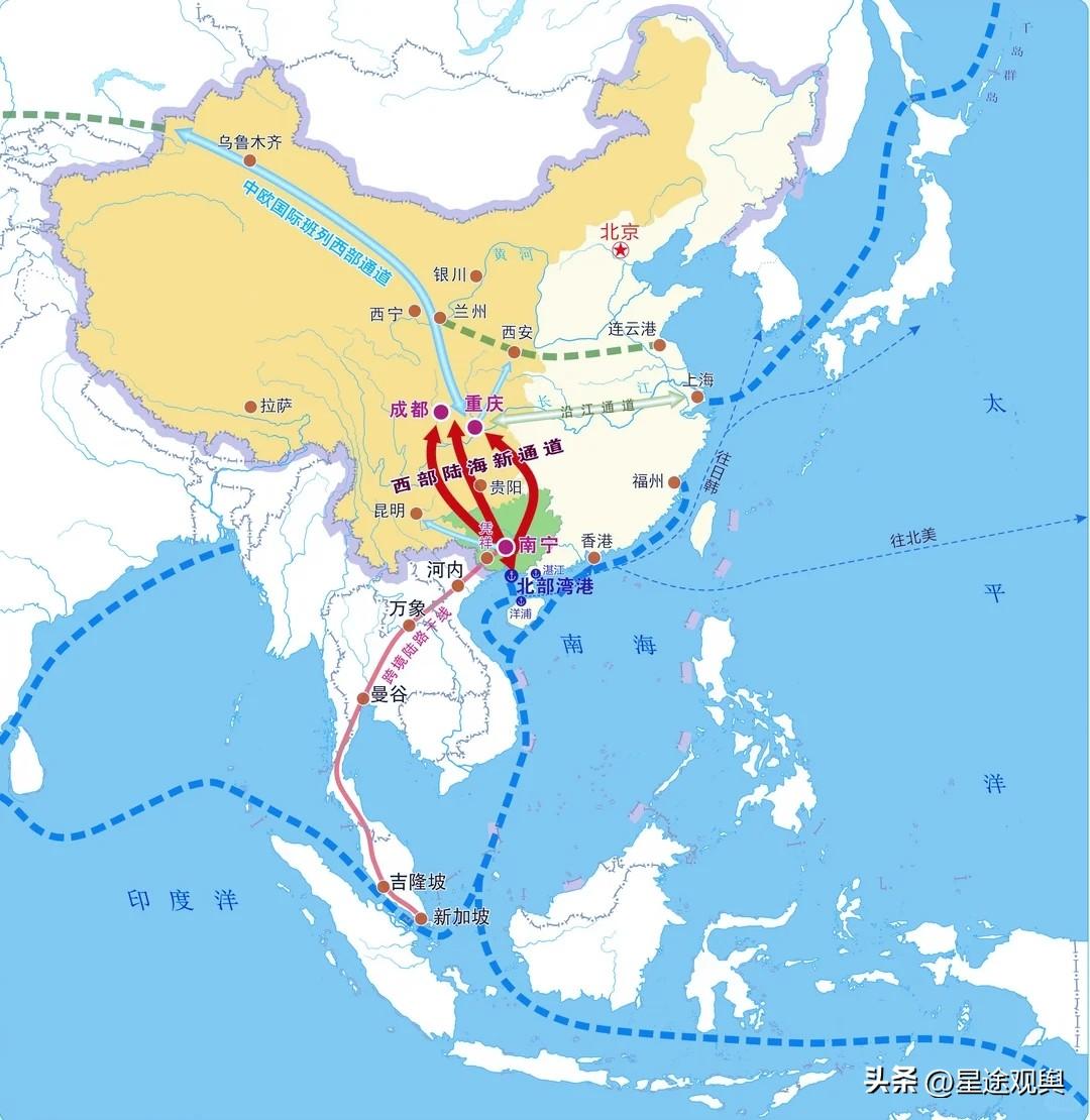 西部陆海新通道：打通中国西南出海大动脉
 
这条通道如同一条红色纽带，串联起西部
