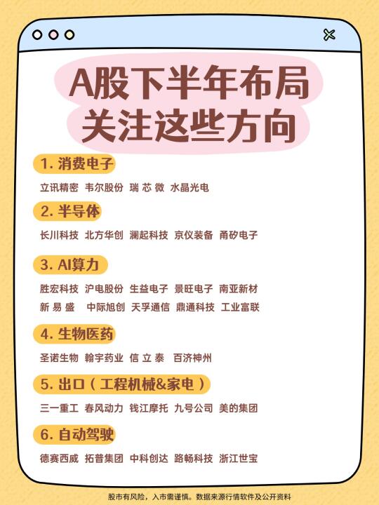 A股下半年布局关注这些方向