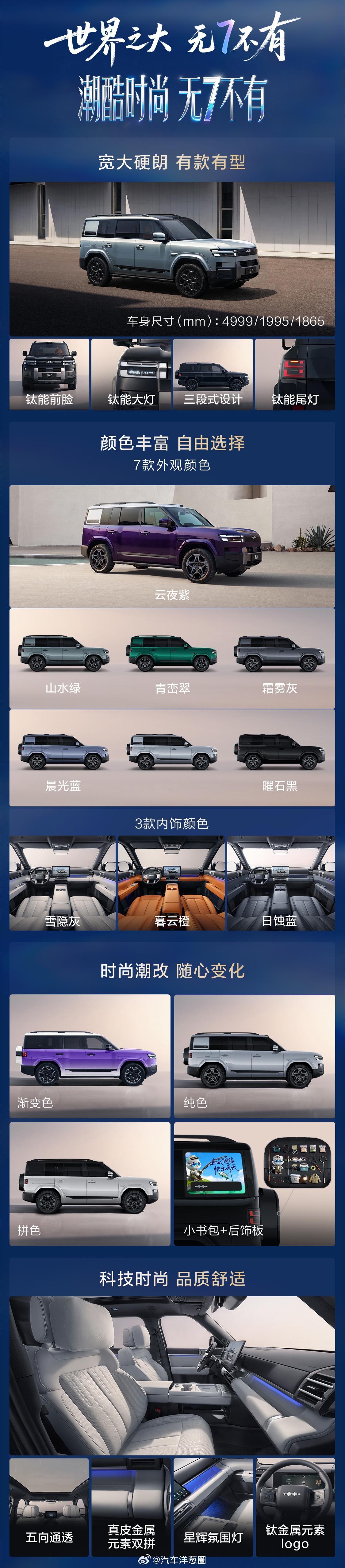 方程豹钛7长续航版上市，纯电续航提升至315km售价19.58-22.58万元插