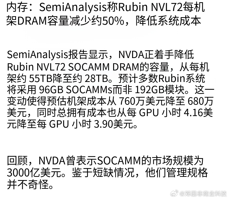 美光、三星、SK海力士股价大跌，SemiAnalysis报告显示，NVDA正着手