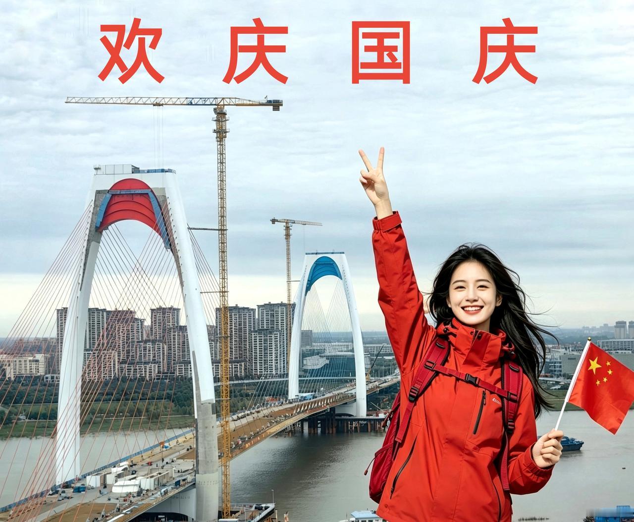 《喜迎国庆》
一一蚌埠延安路淮河大桥！