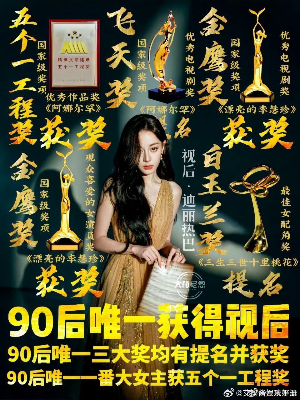 迪丽热巴90花唯一视后，含金量如何？ ​​​