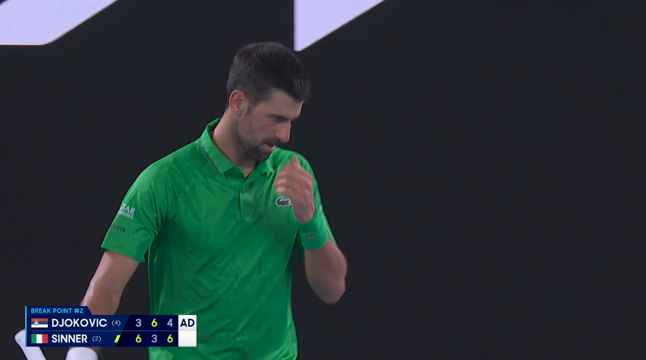 德约科维奇vs辛纳 德约第四盘率先破发！1-0。澳网2026