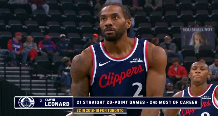 ▲卡子连续21场单场20+分，生涯第二多▲之前是在猛龙做到的 