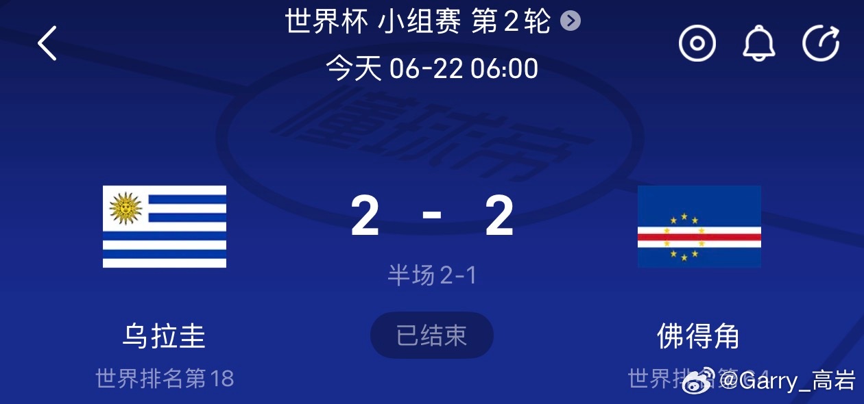 佛得角已经可以说是本届世界杯最大的黑马了，最弱球队能连平两个世界冠军真的太猛了！