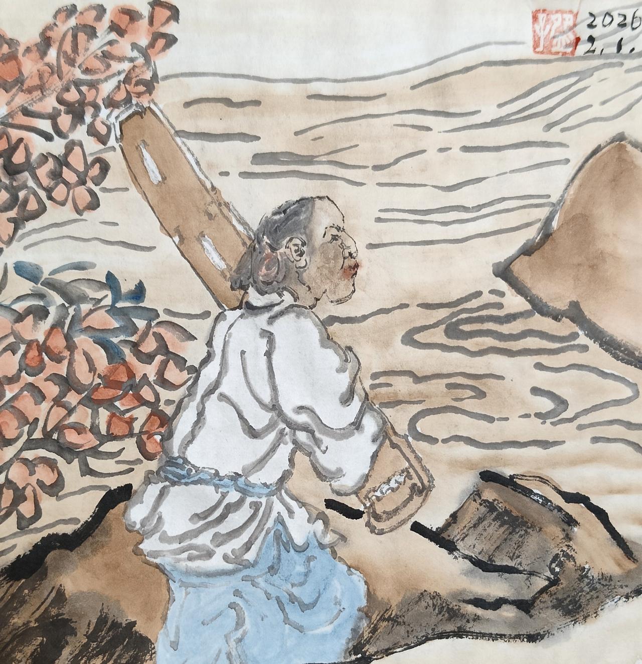 碗子的纸片水墨《还是古人会玩儿之一》