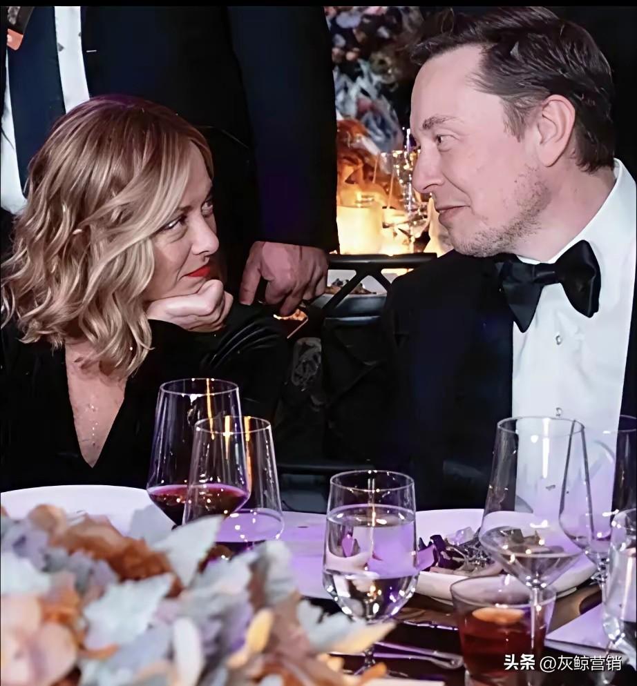眼神骗不了人！
就在这个瞬间，梅洛尼的眼神告诉我们，她爱上了马斯克。
马斯克的眼