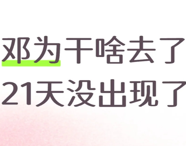 有新粉丝问，邓为这21天做什么去了其实钻石基本都是为子出现的时候才出动，为子没出