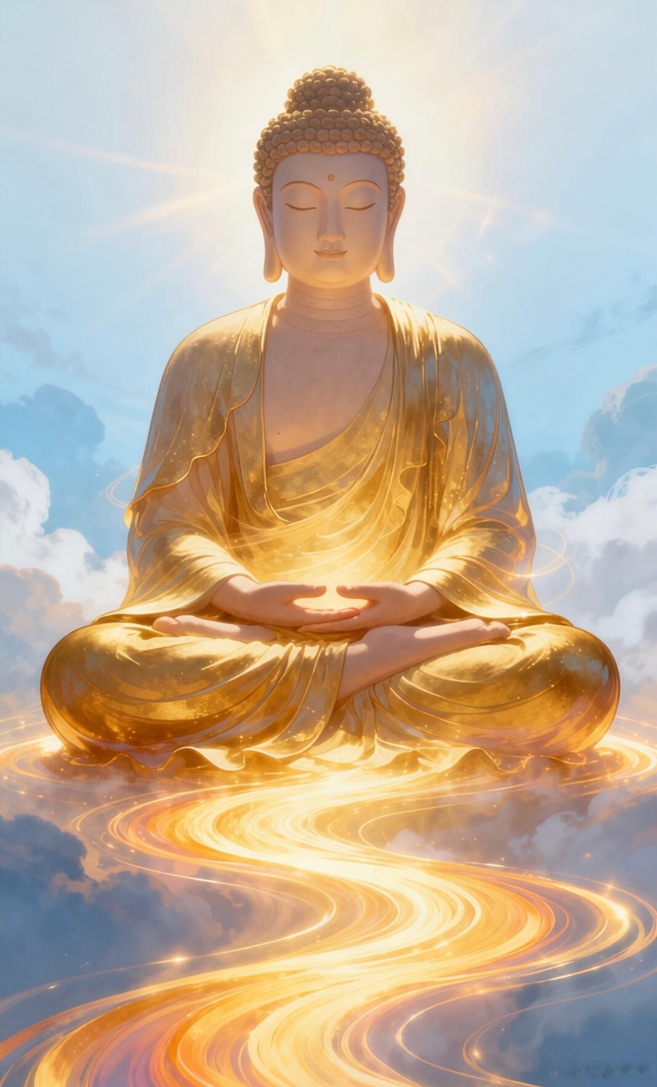 见佛祈福🙏，瑞雪除尘燥，佛音渡良朝。放下心头焦虑与煎熬，常怀本心谦和与厚道，身