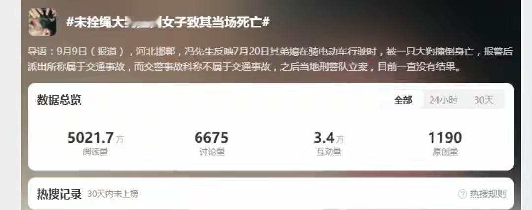 河北邯郸一绳未牵毁两命！37岁妈妈上班路上被大狗撞死，5个月后丈夫累倒ICU，三