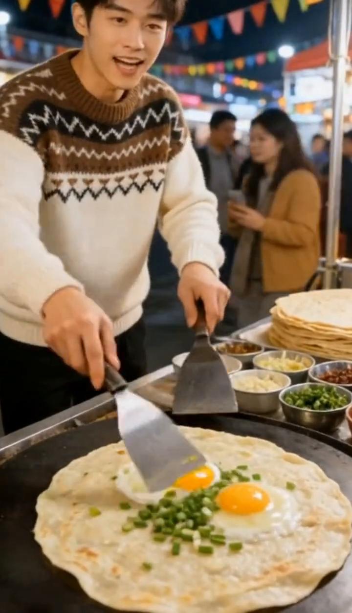 杂粮煎饼香糯可口，这个味道不错，我很喜欢。好吃的美食果然不一般，杂粮煎饼香糯可口