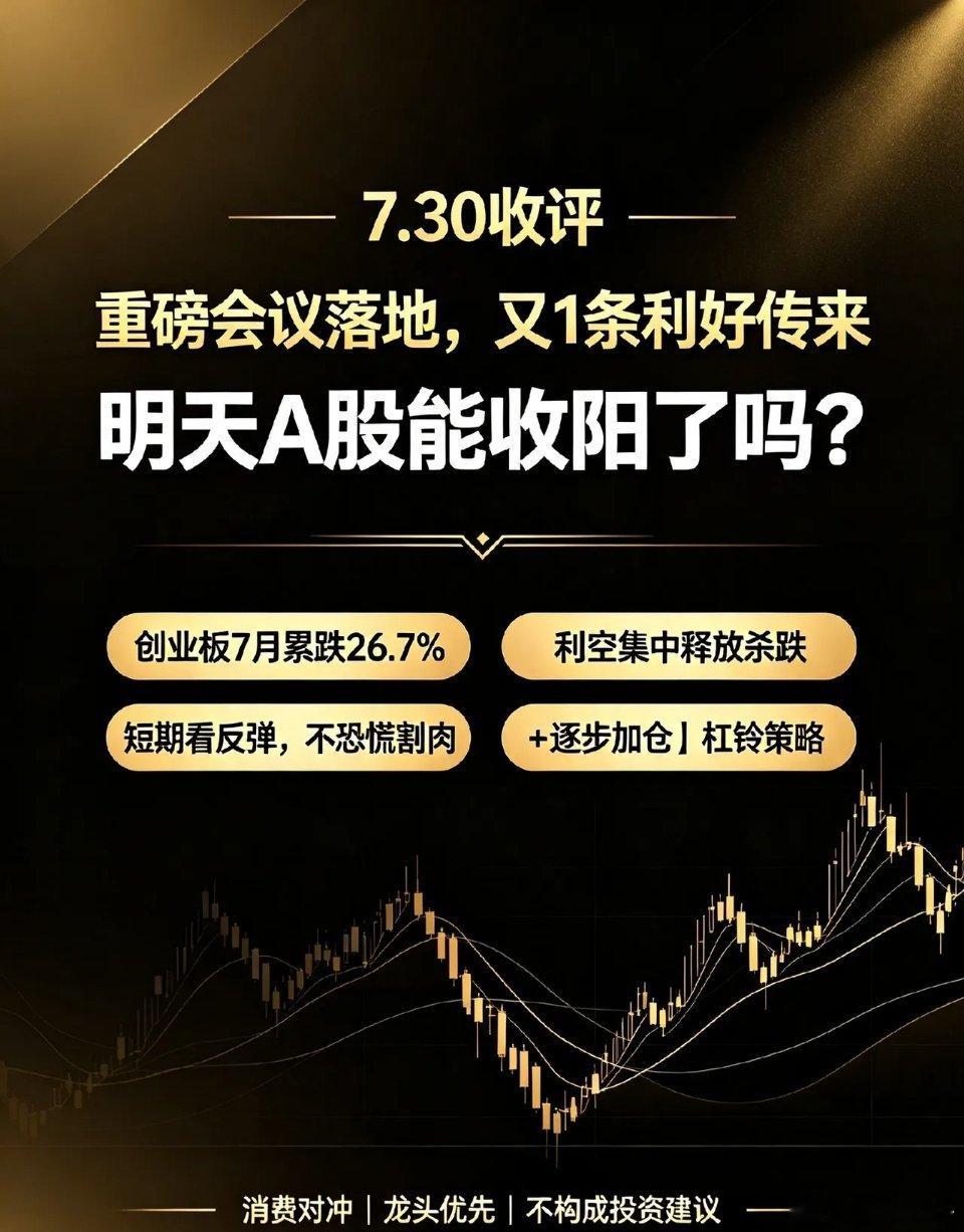 7.30日收评:重磅会议落地,又1条利好传来,明天A股能收阳了吗？先检讨下，给大
