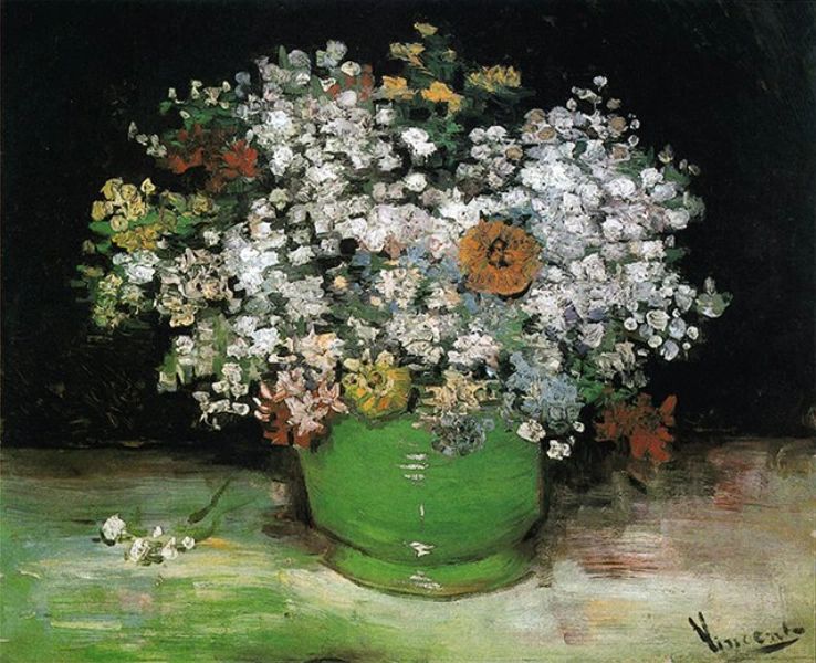 文森特·梵高，《百日草和其他花朵的花瓶》，1886 年，加拿大国家美术馆
	
