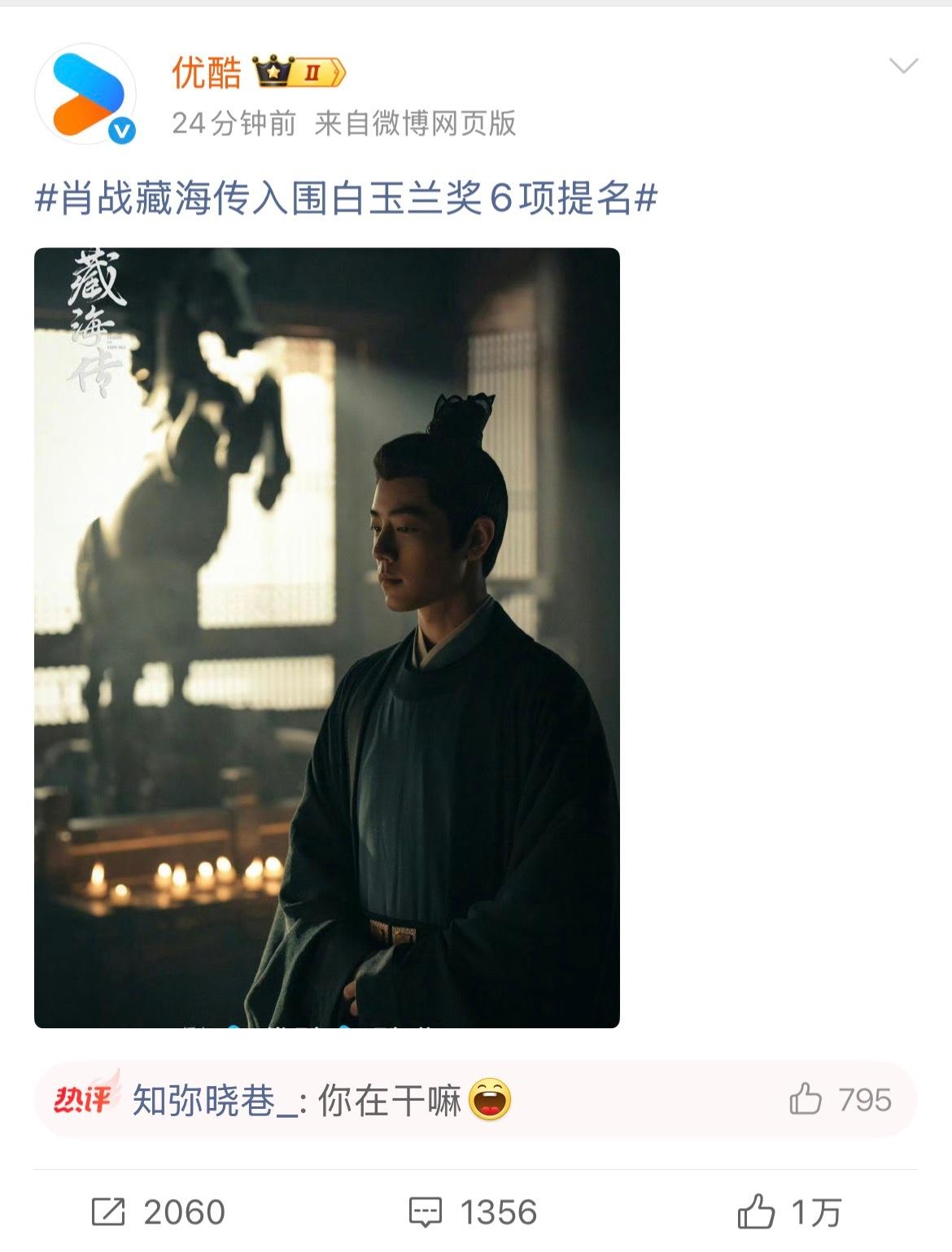 受不了了，已经连发了十条裤：还有人不知道肖战藏海传入围6项白玉兰提名 吗？不管还