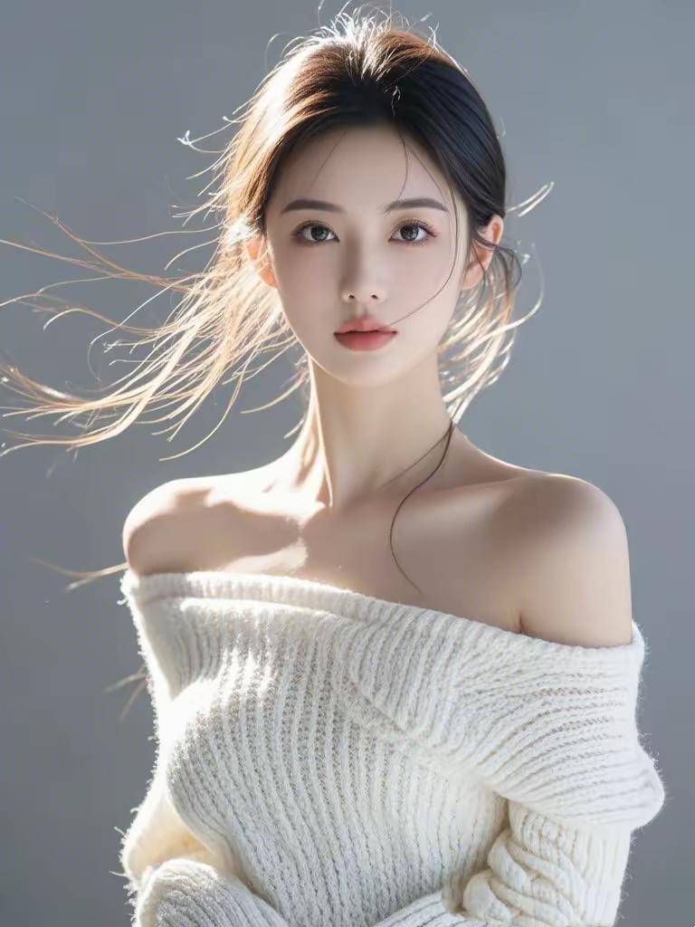 温柔风少女，甜美毛衣，自然光下绽放迷人光彩！
