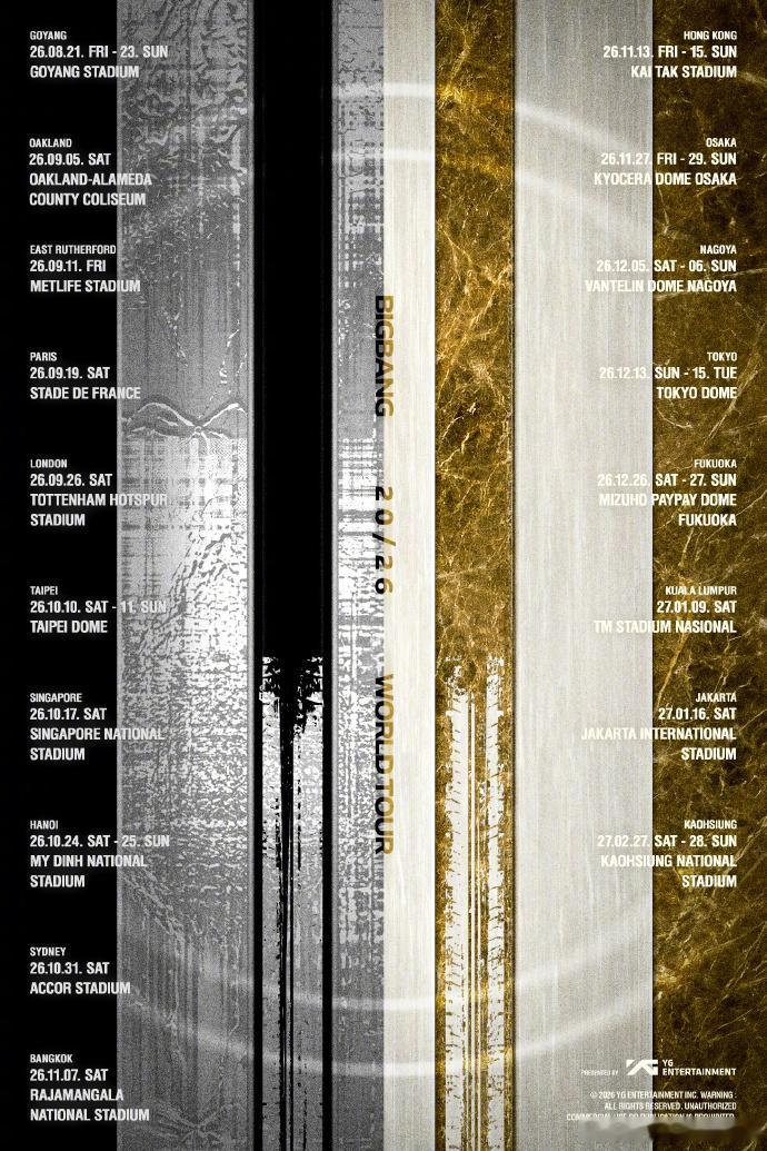 BIGBANG2026世巡演唱会公告BIGBANG2026世巡演唱会官宣BIGB