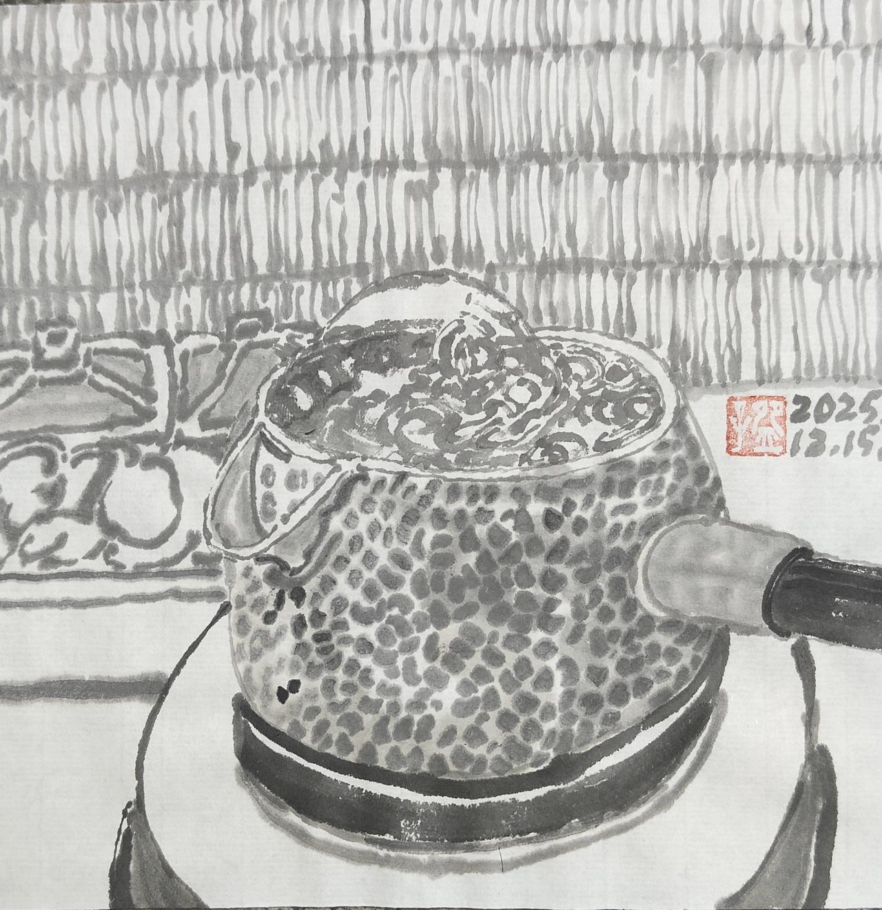 碗子的纸片水墨《茶事》
坐酌泠泠水，看煎瑟瑟尘。