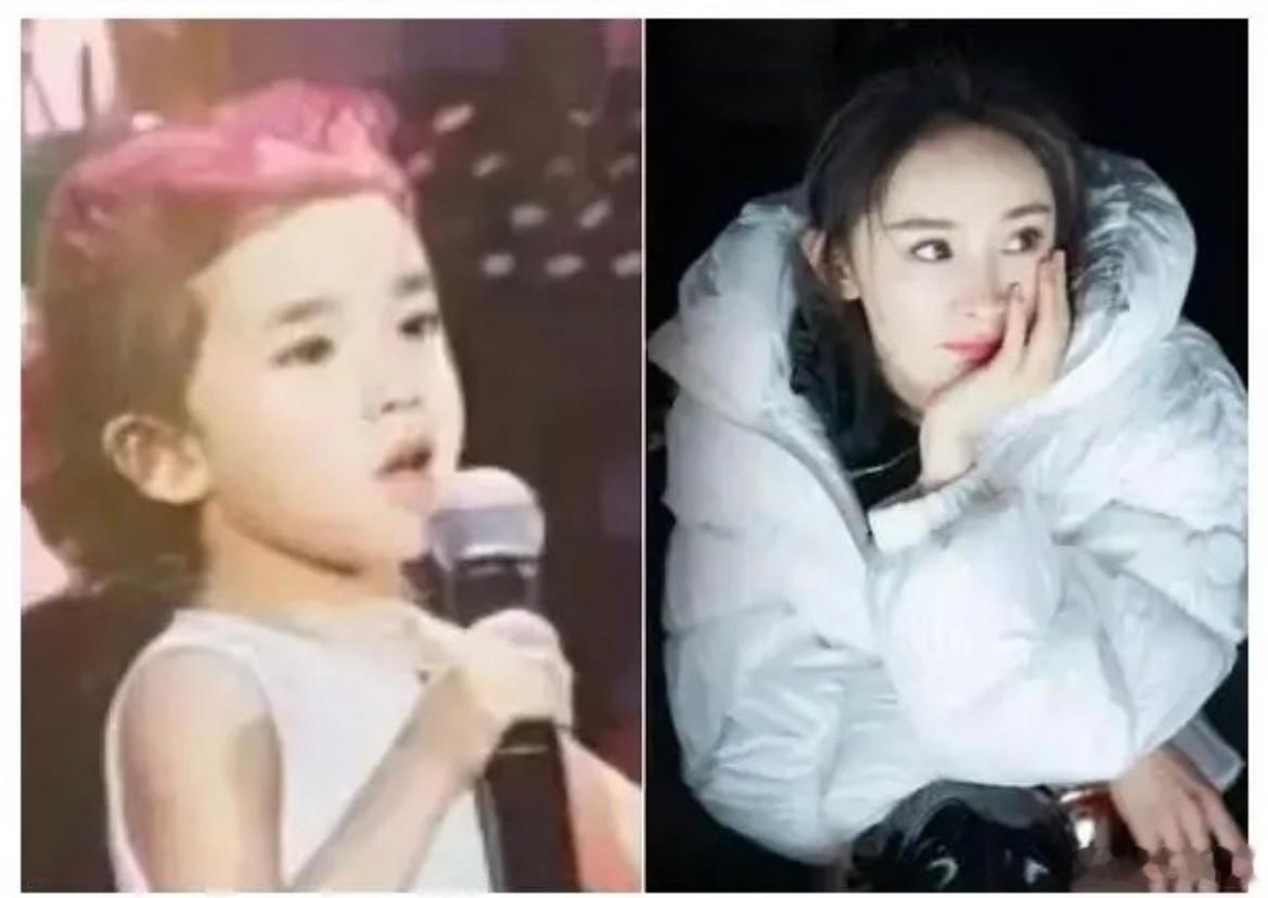 一张图分不清两代人，杨幂和女儿小糯米的童年长相高度重合。分不清是小糯米还是儿时的
