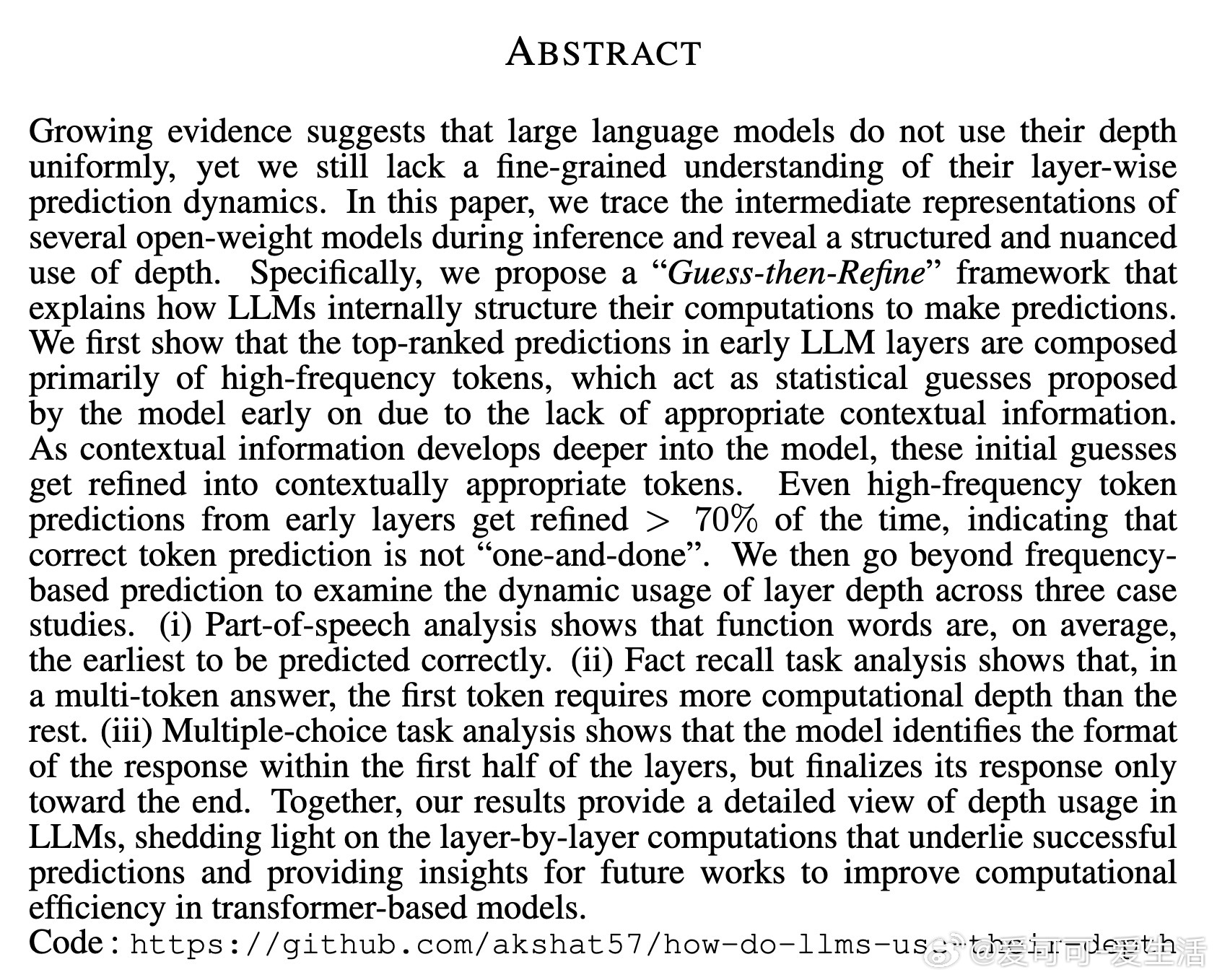 [CL]《How Do LLMs Use Their Depth?》A Gupt