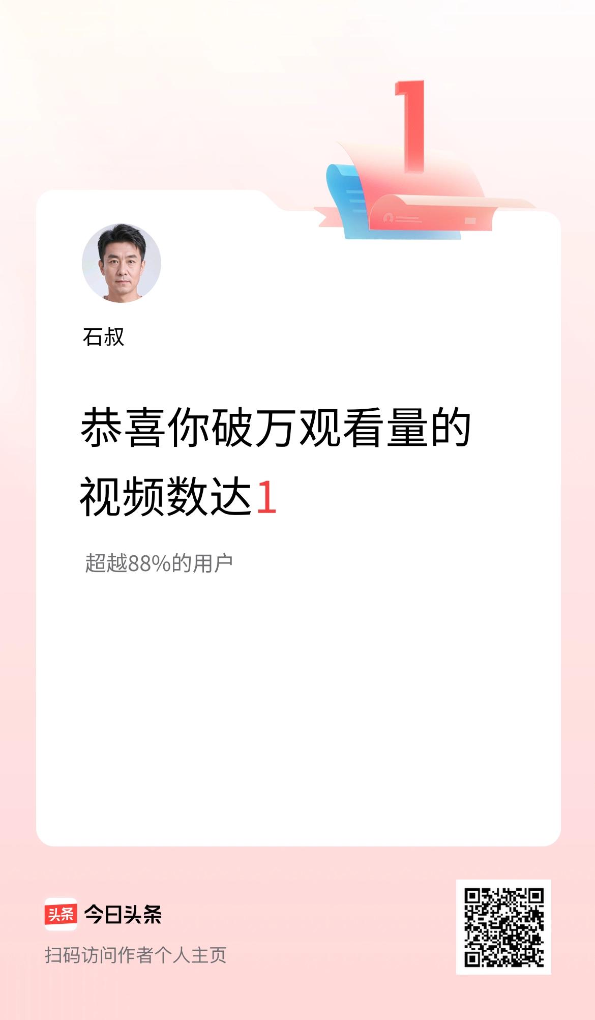 我在头条有1条视频播放量破万了！