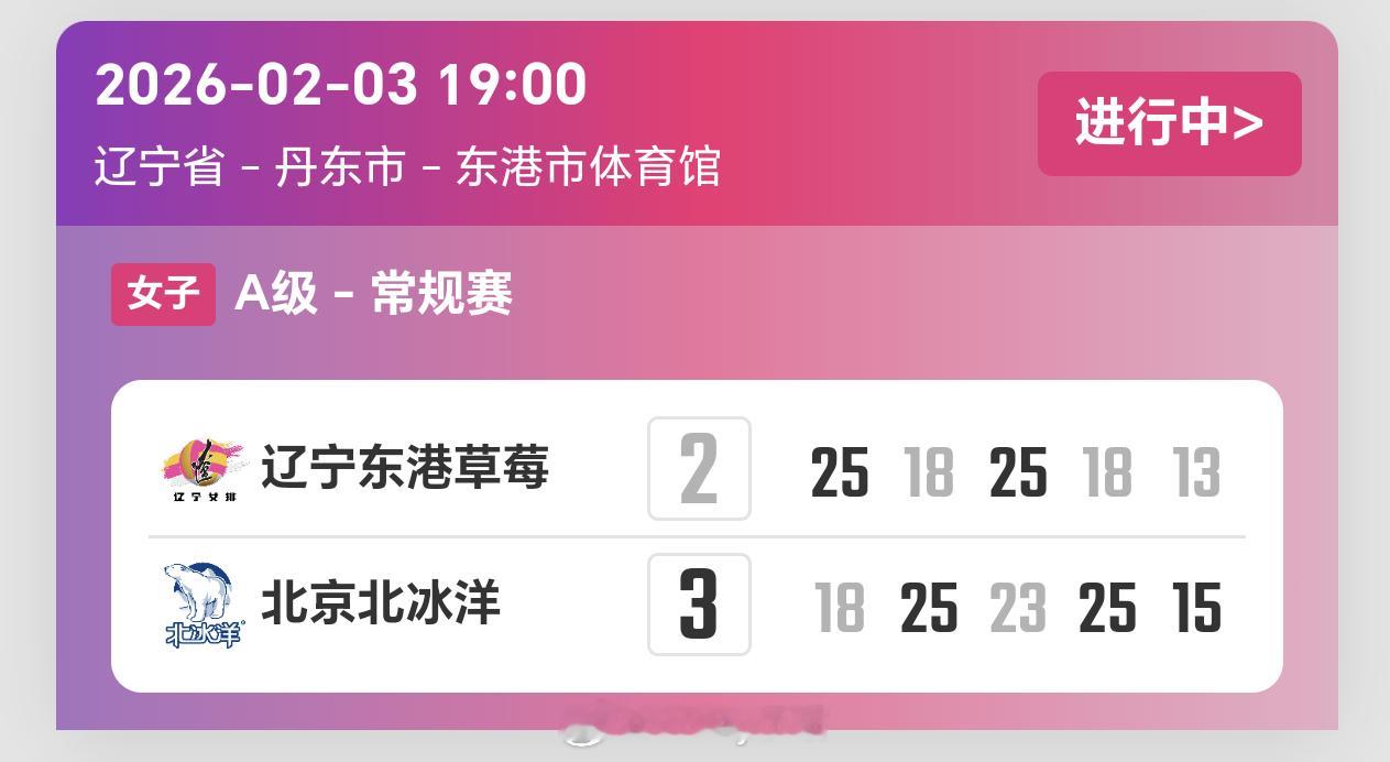 2025-2026赛季中国女子排球超级联赛第14轮，辽宁女排2比3北京女排（25
