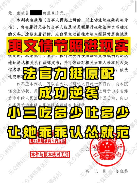 法官力挺原配，三姐就范，爽文照进现实