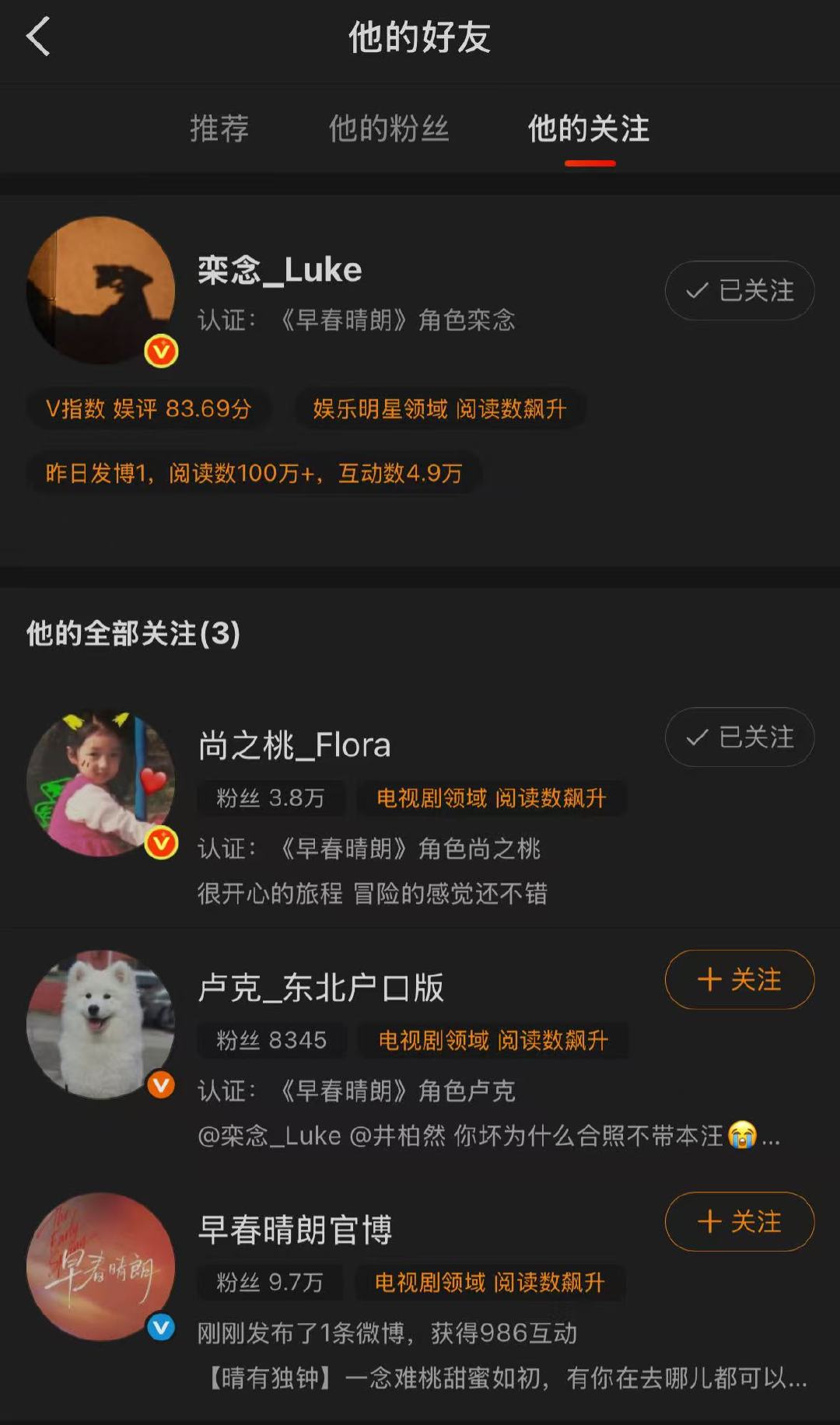 luke和flora互关了栾念尚之桃终于互关了哇啊啊啊终于 ​​​