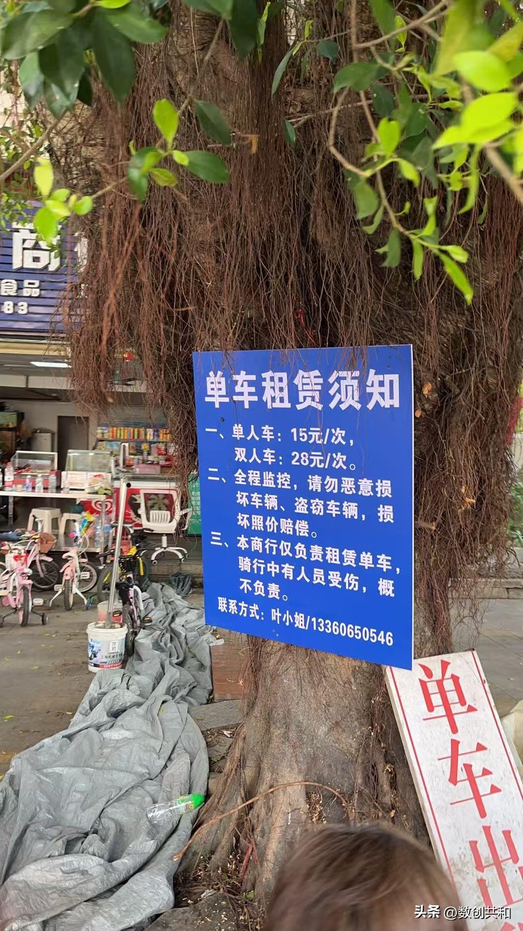 分享我这周有趣的事：因为骑行的公园因为人流增多，租自行车的商铺都涨价了