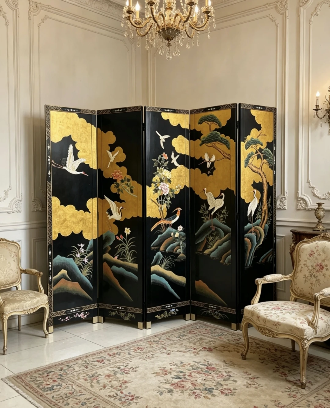 藏于居室的东方雅韵，一屏纳尽「松鹤长春」