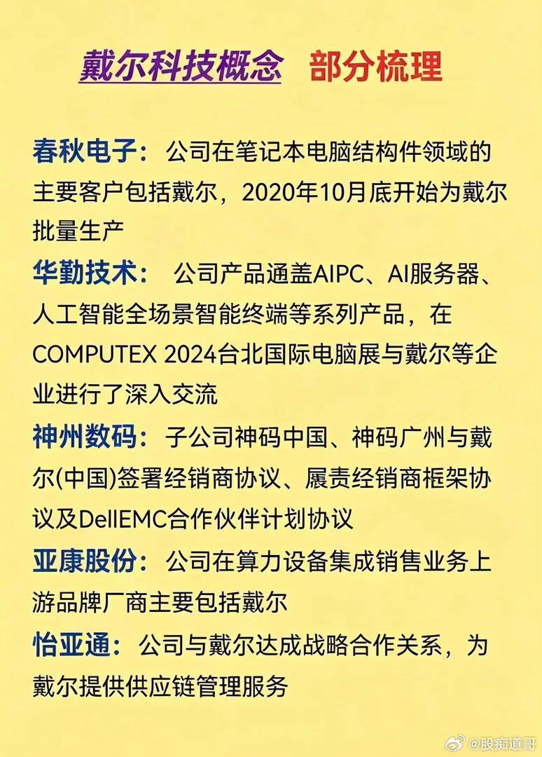 戴尔科技概念股梳理，收藏备用整理戴尔产业链相关标的，覆盖散热、服务器、连接器、结