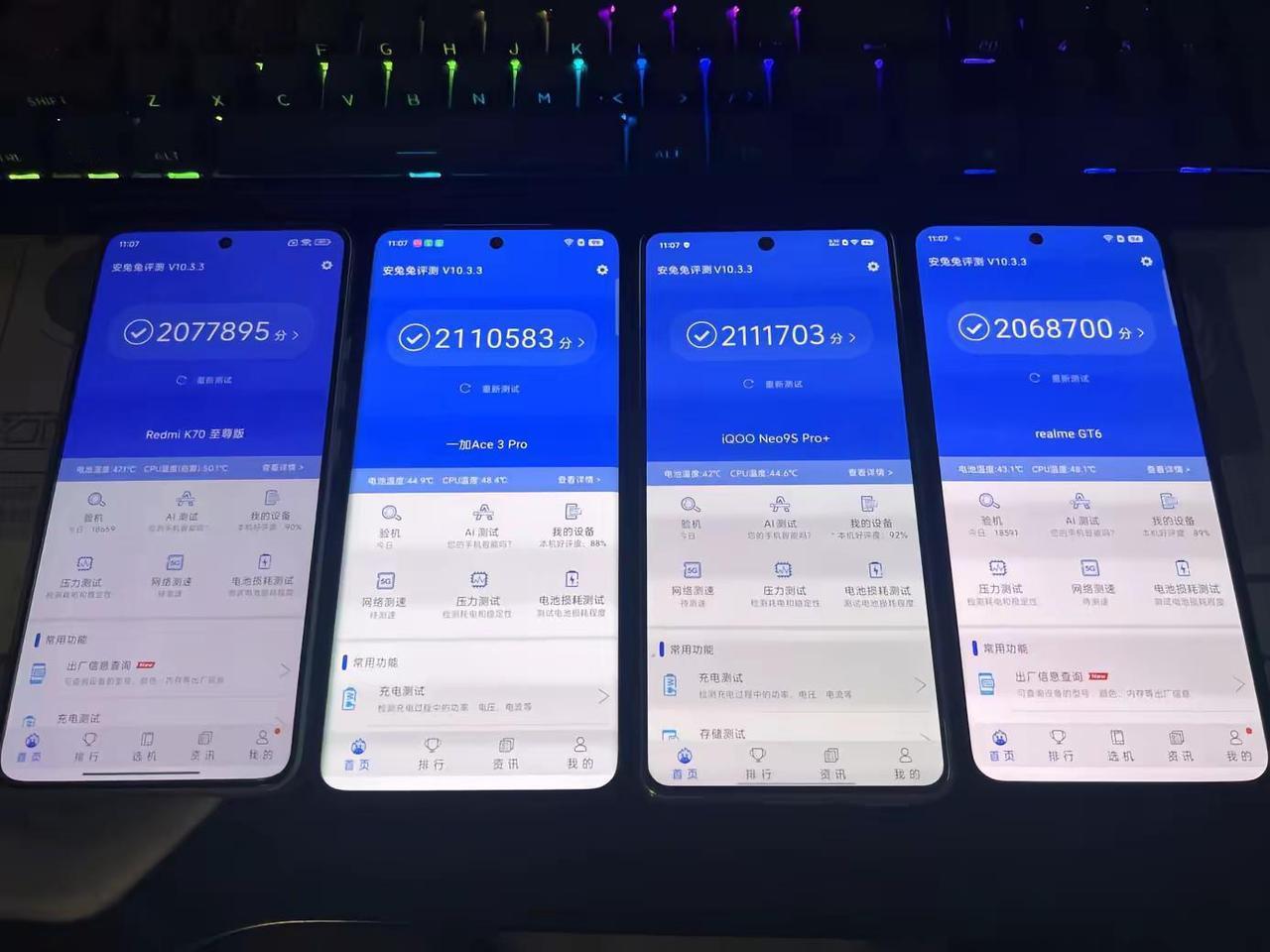 四大中端机，你看好哪个数码科技 iQOOneo9spro+真我GT6红米K70至