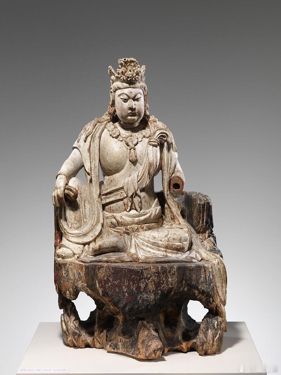 彩绘木雕水月觀音菩薩像，明代 ​​​