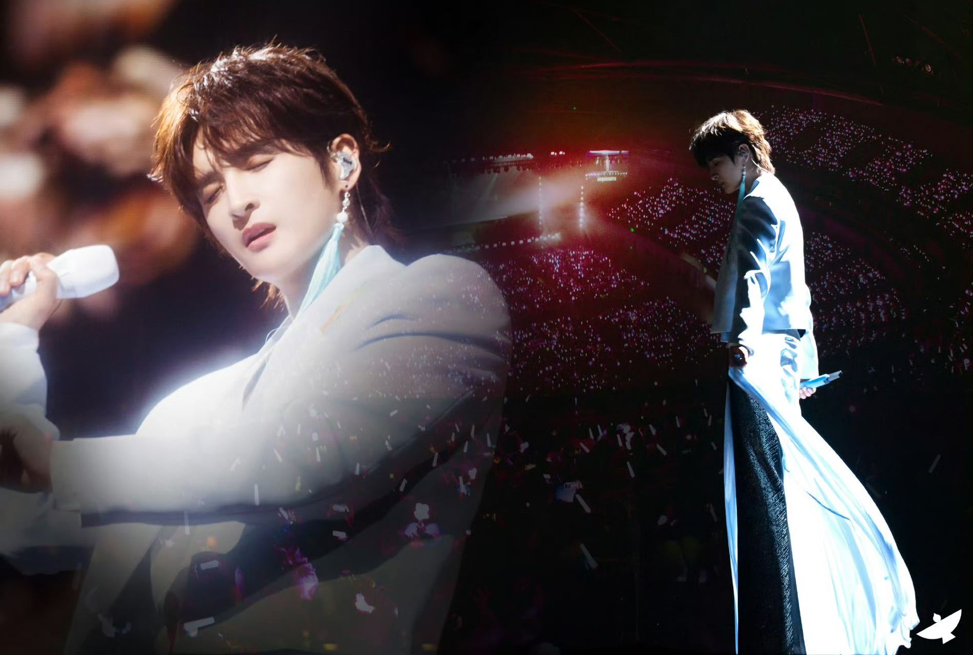 张远演唱会付完钱就把衣服穿上了 开票海报：满屏锁骨随便看。售罄海报：黑色高领裹到