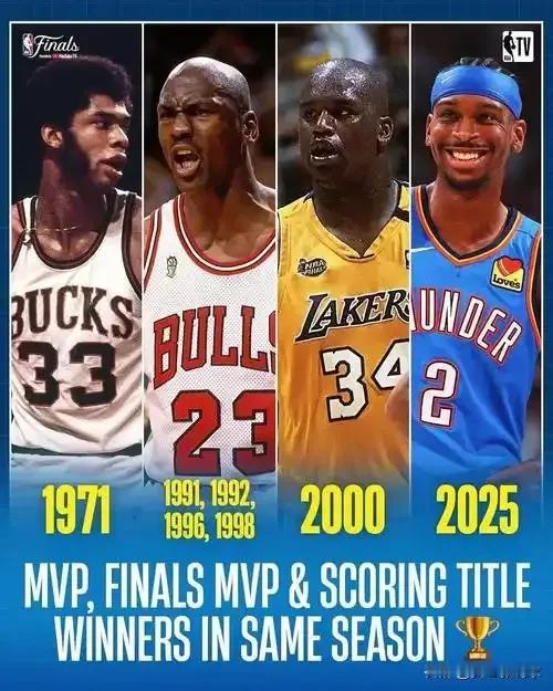 【近半神与神】赛季全满贯的球员仅4人：

4、亚历山大1次，24/25赛季，拿到