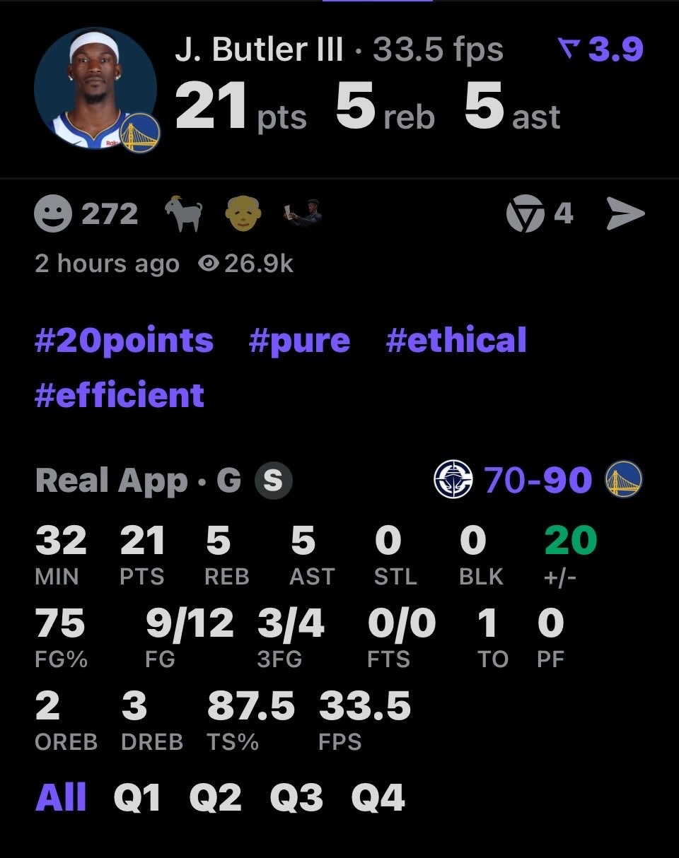 巴特勒成为勇士队史首位连续两场比赛取得以下数据的球员20分5篮板5助攻75%+命