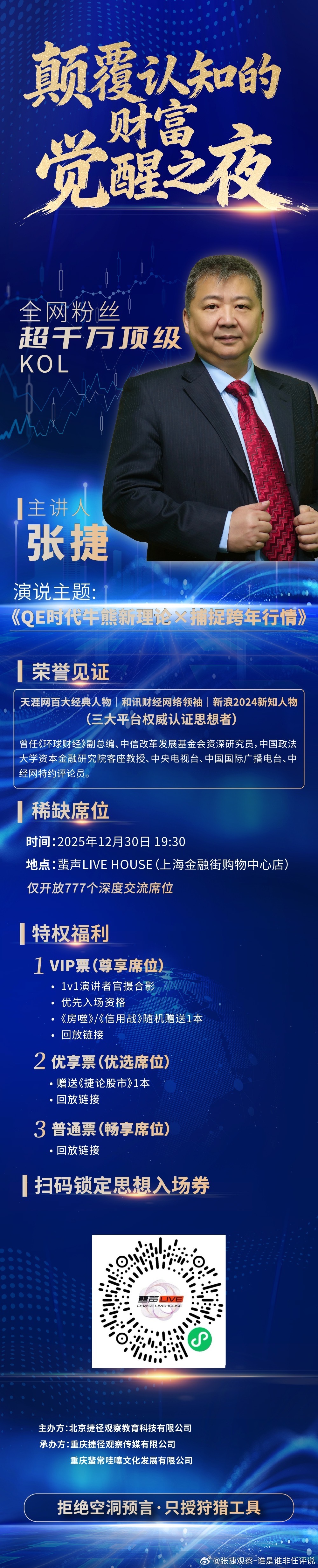 颠覆认知的财富觉醒之夜-《QE时代牛熊新理论x捕捉跨年行情》#张捷财经观察# ​