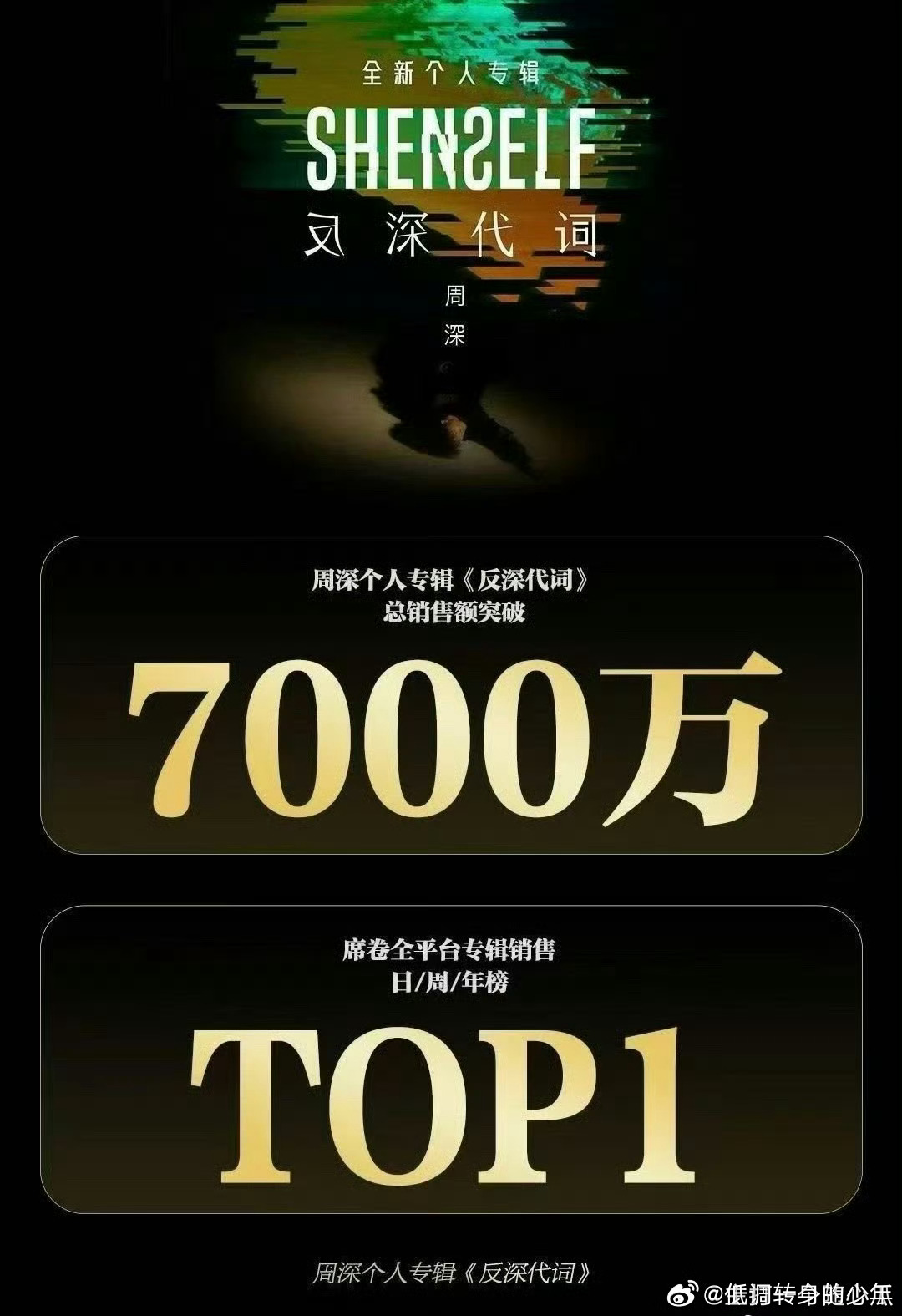 周深个人专辑反深代词总销售额突破7000w，全平台专辑销售top1 ​​​