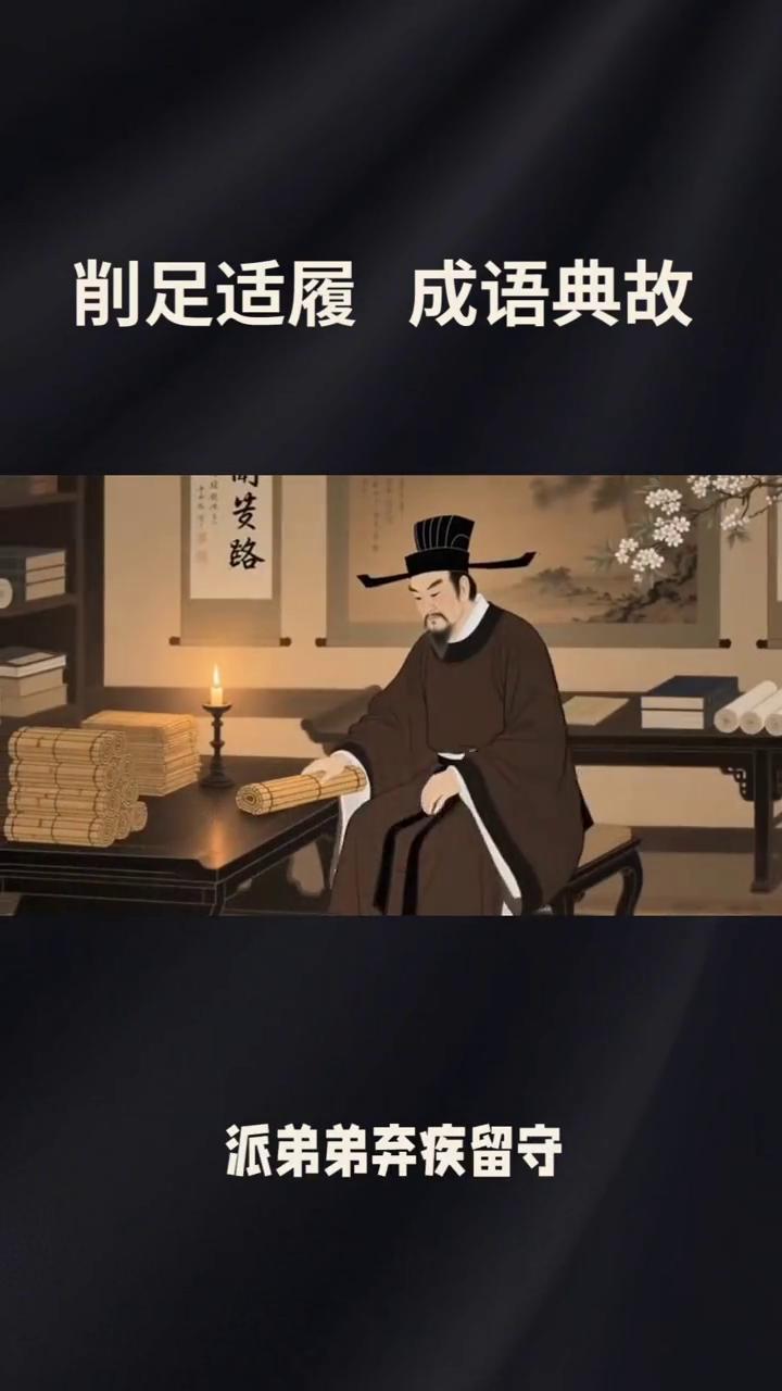 削足适履成语典故。
"削足适履"出自西汉刘安《淮南子·说林训》，原文为：骨肉相爱