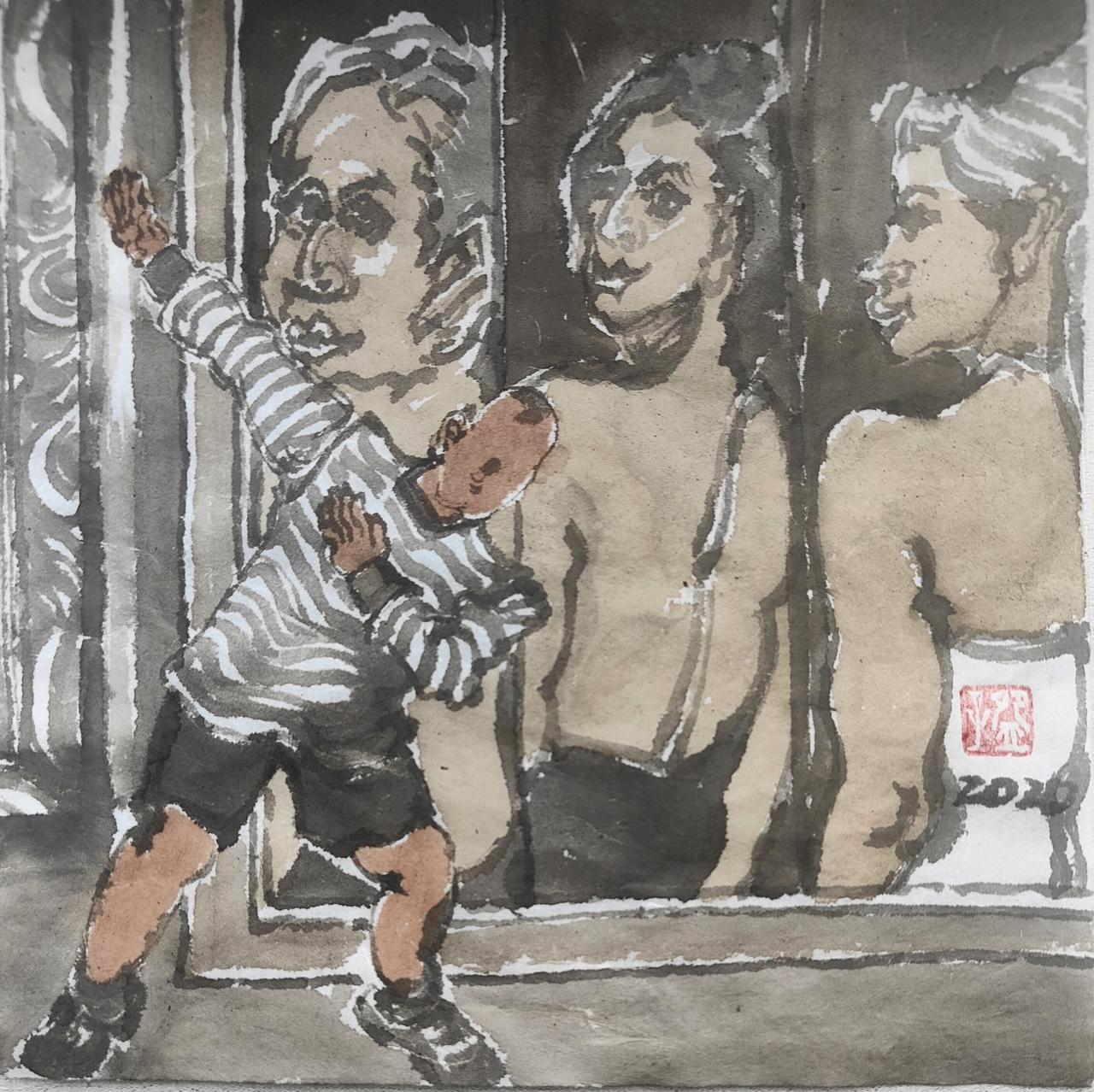 碗子的纸片水墨《看展去》