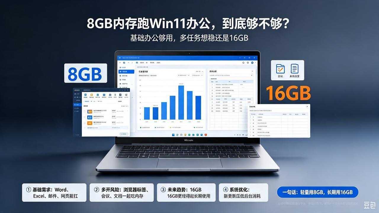 8GB 内存跑 Win11 办公，到底够不够？后台被问爆了，今天一次说清。
先给