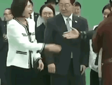 演技不输李在明，金惠景在蒙古国访问时，蒙古国总统与她握手，她的表情很热情，情绪价