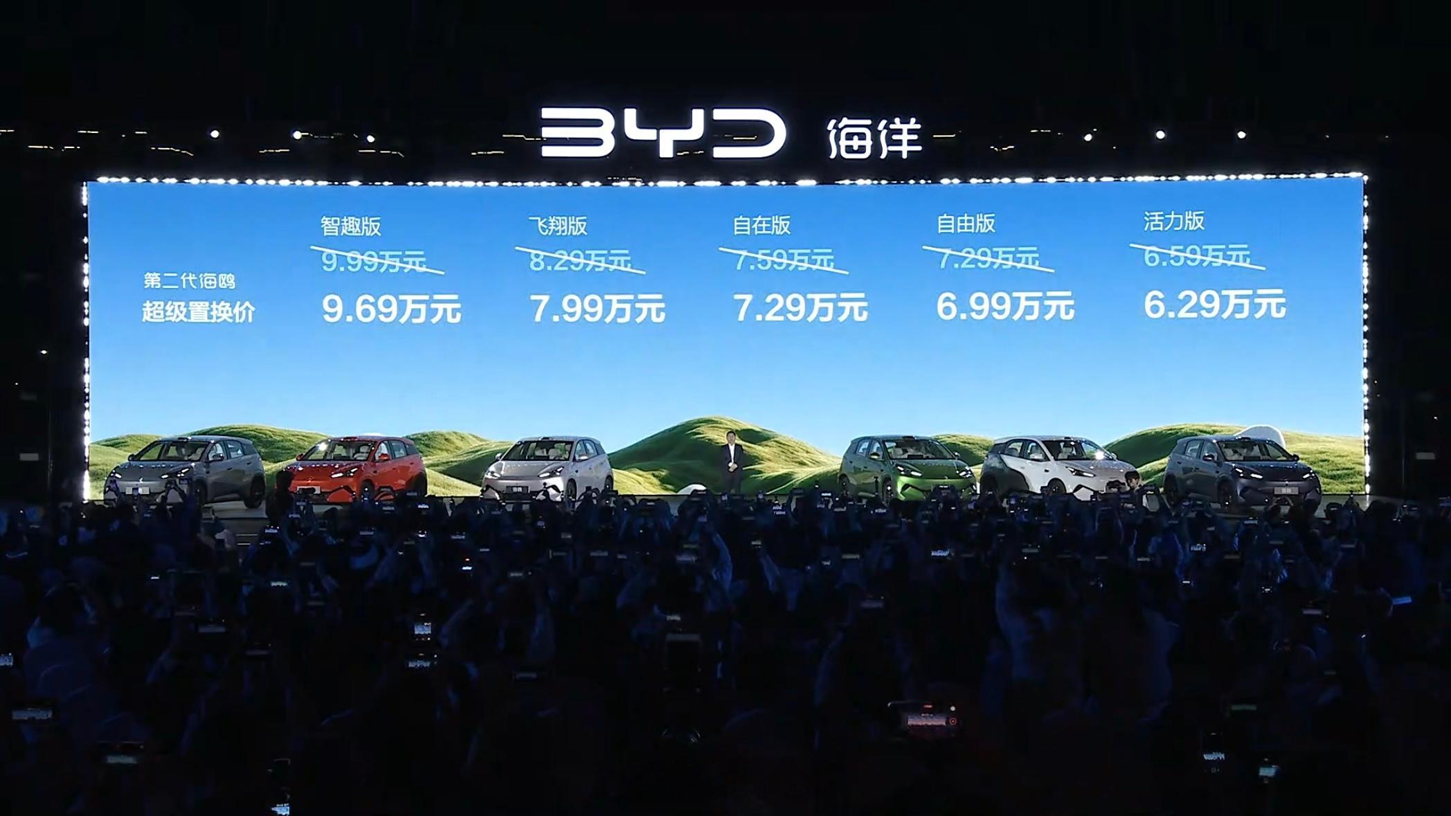 比亚迪第二代海鸥上市，6.59-9.99 万元车长 4205 mm、轴距 265