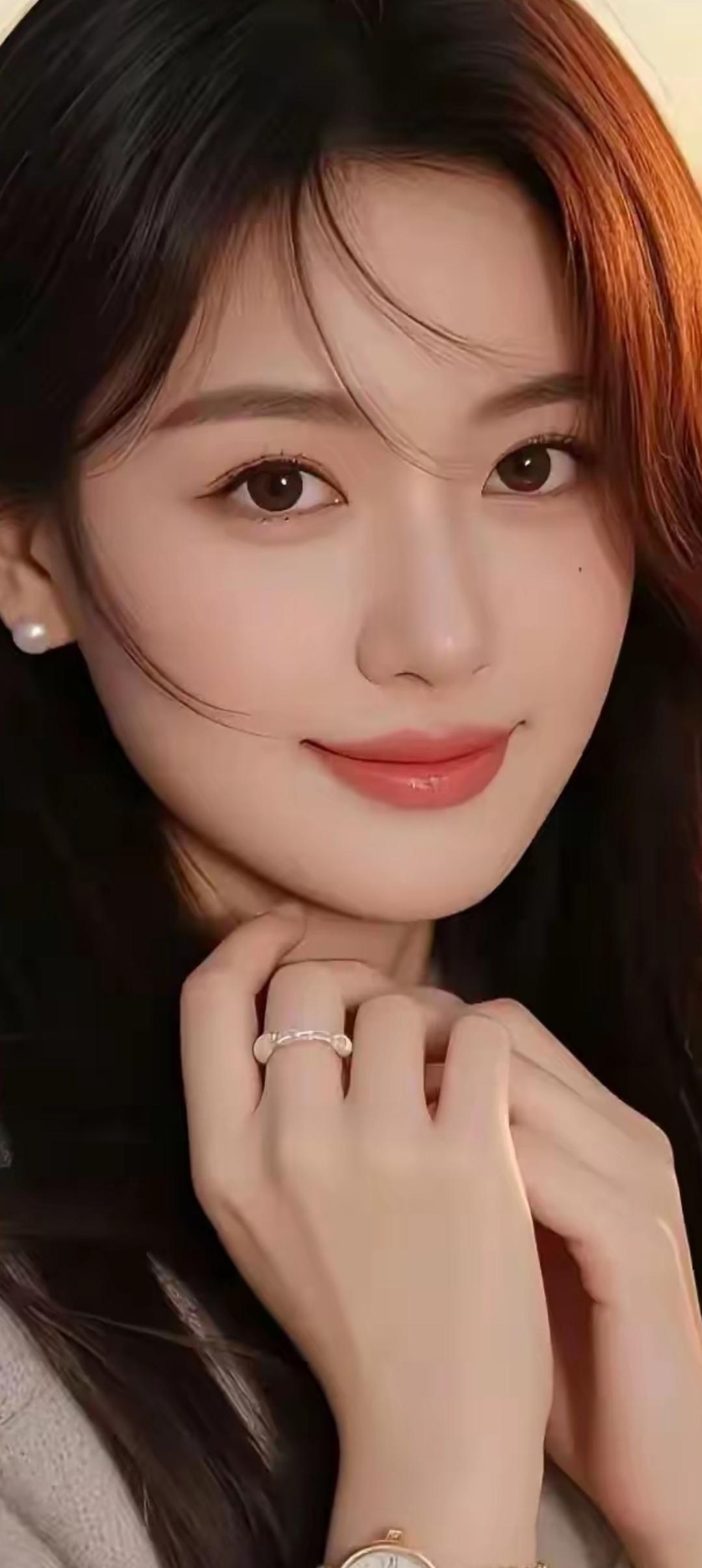 温柔甜美的笑容，闪耀的戒指，优雅的手势，完美无瑕的肌肤，散发着迷人的魅力。