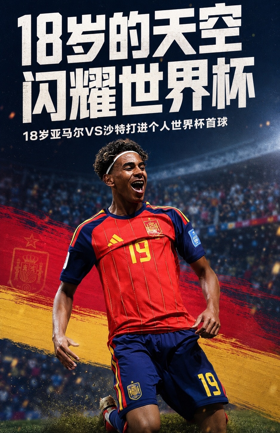 6月22日讯 世界杯H组西班牙vs沙特，第10分钟，奥亚萨瓦尔传中，亚马尔包抄铲