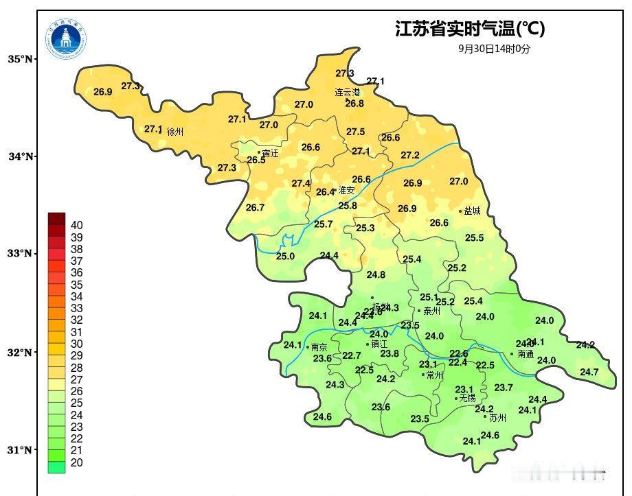 天气实况此刻，东南部地区有分散性阵雨，其他地区多云到阴，温度：沿淮和淮河以北地区