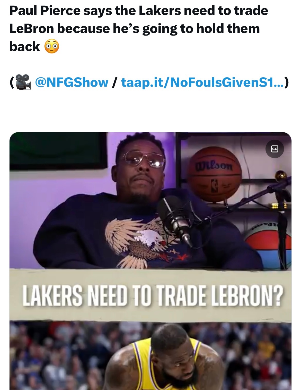 皮尔斯：“湖人应该交易詹姆斯，因为他只会拖累球队。”[微笑][微笑] ​​​