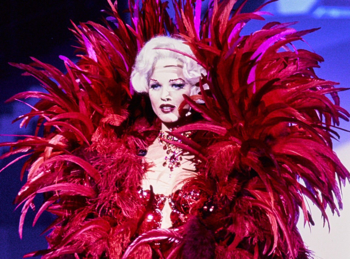 超模Eva Herzigová Thierry Mugler 1995秋冬高定红
