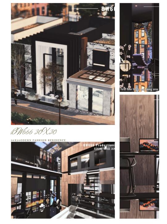 SIMS4 🔲 现代住宅·黑灰 Ashline House