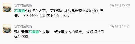 不锈钢羞羞答答的下的不利索， 距离目标14000还差一碟， 最低给到14105，