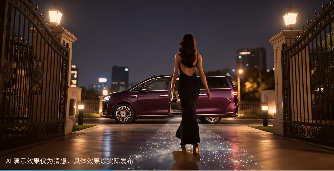 有网友参考网上爆料的智界V9 或将搭载的侧向互动光毯，用AI给大家做了一个真实的
